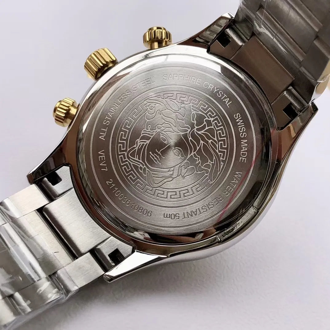 Versace VEV700419 Chronograph Watch 1.8" Silver Case