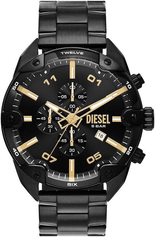 Brand New Diesel Spiked Black Chronograph Watch DZ4644