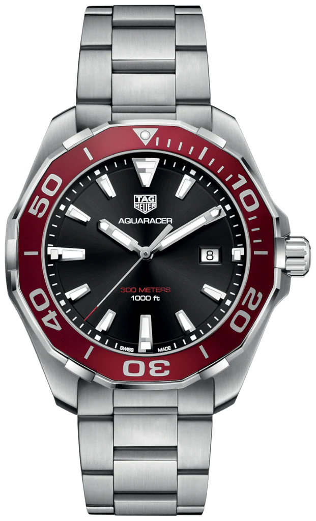 Tag Heuer Aquaracer Black Dial Silver Steel Strap Watch for Men - WAY101B.BA0746