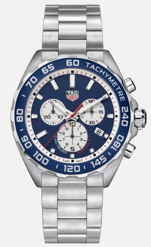 Tag Heuer Formula 1 Chronograph Blue White Quartz Watch Steel CAZ1018.BA0842