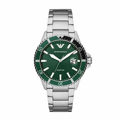 Emporio Arman AR11338 Green Dial Watch Diver Steel Bracelet