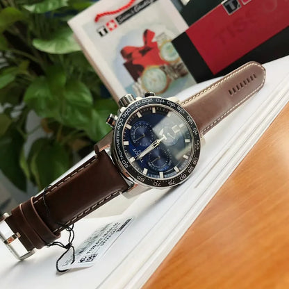 Tissot Supersport Chrono Blue Dial Brown Leather Strap Watch For Men - T125.617.16.041.00