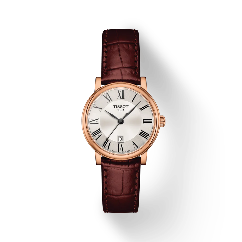 Tissot Carson Premium Lady Silver Dial Brown Leather Strap Watch For Women - T122.210.36.033.00