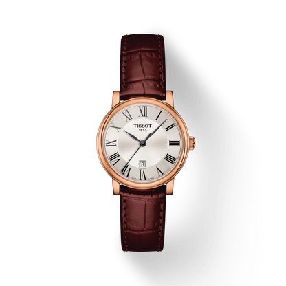 Tissot Carson Premium Lady Silver Dial Brown Leather Strap Watch For Women - T122.210.36.033.00