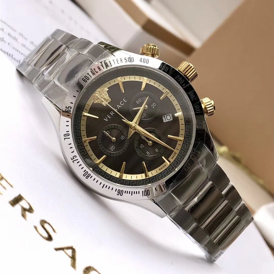 Versace VEV700419 Chronograph Watch 1.8" Silver Case