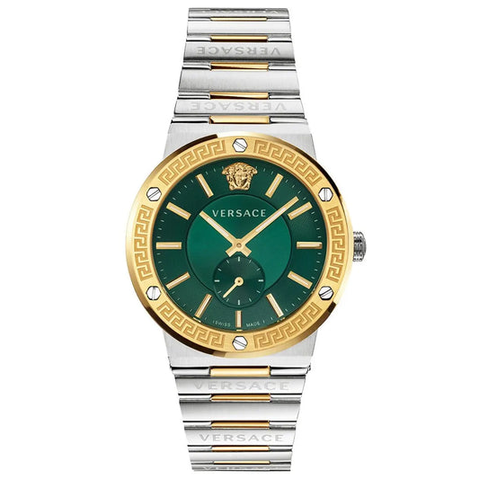 Versace VEVI00420 Men's Watch Greca Two-Tone Green Dial