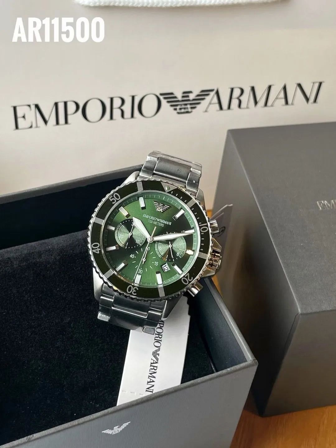 Emporio Armani Diver Chronograph Green Dial Men’s Watch AR11500