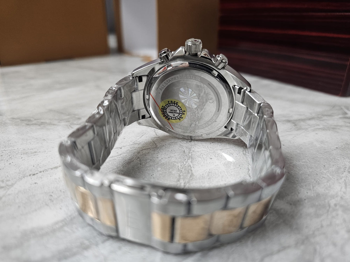 BaoDery BD1791121 Ocean Edition Black Dial Two Tone Steel Strap Watch for Men