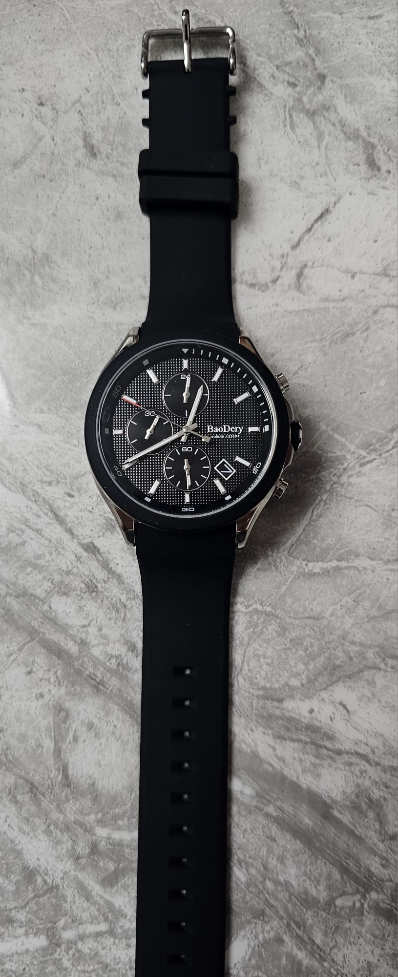 BaoDery BD1791549 Men's Chronograph Watch Black Dial Black Silicone strap