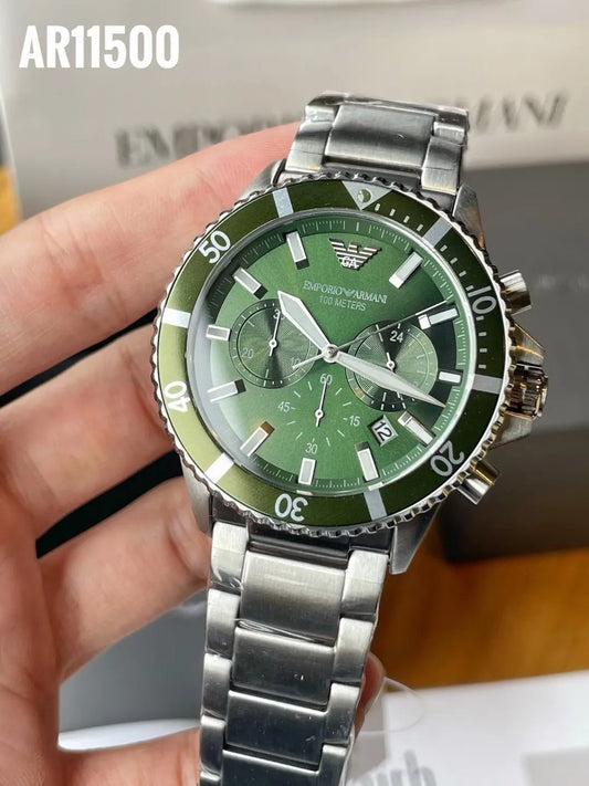 Emporio Armani Diver Chronograph Green Dial Men’s Watch AR11500