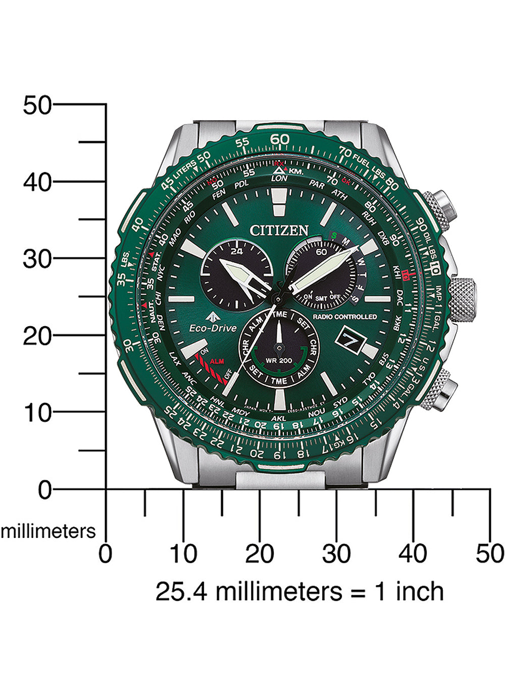 CITIZEN Mod. RADIOCONTROLLED Crono Pilot Steel-3