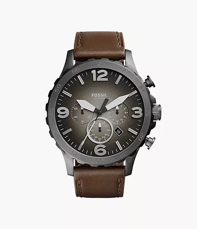 Fossil JR1424 Nate Chronograph Brown Leather Watch