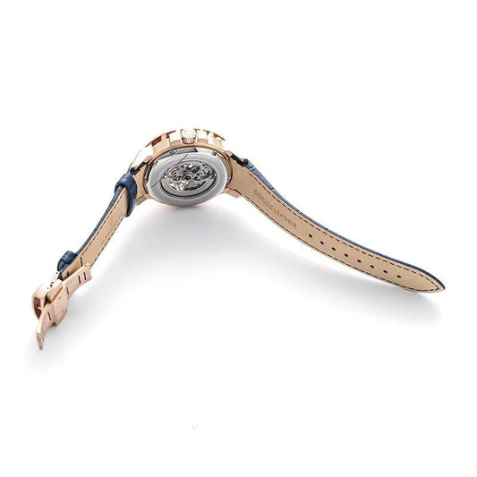 Automatic Blue Dial Blue Leather Strap Watch For Men - R8821119005