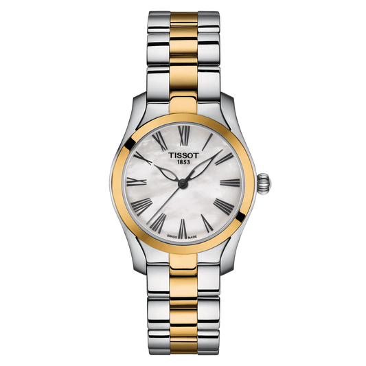 Tissot T Wave Quartz Mother of Pearl Dial Two Tone Steel Strap Watch for Women - T112.210.22.113.00