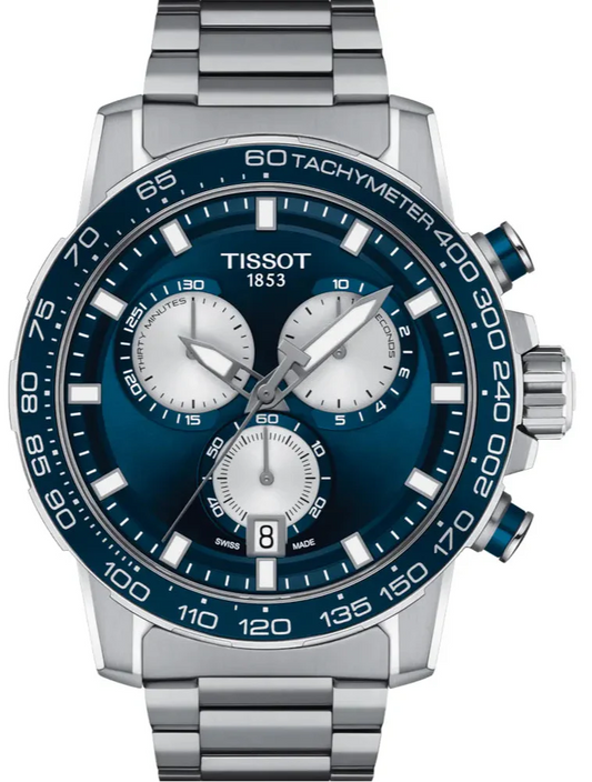 Tissot Supersport Chrono Blue Dial Silver Steel Strap Watch For Men -T125.617.11.041.00