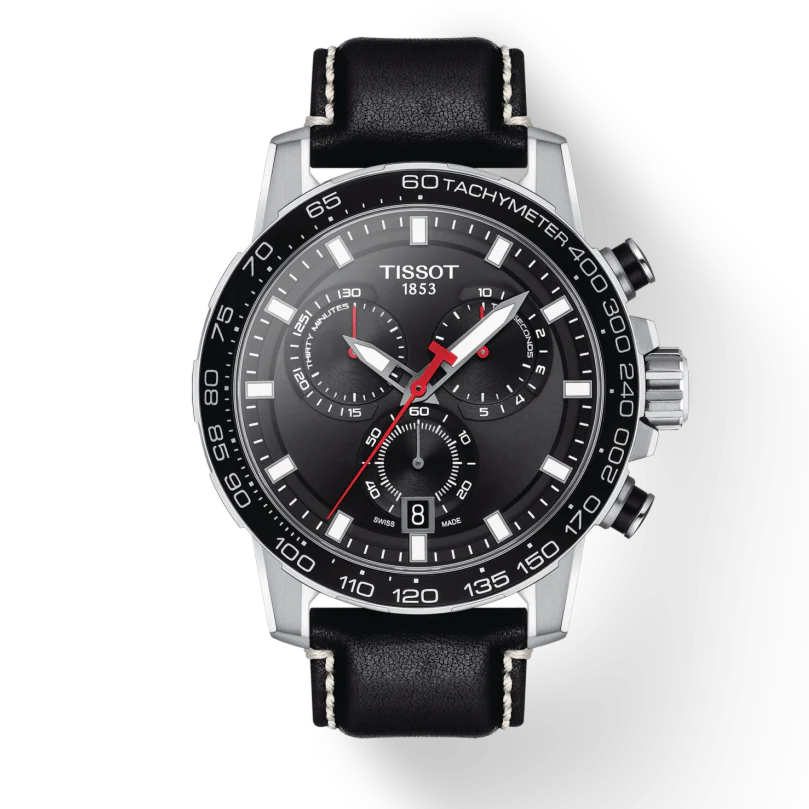 Tissot Supersport Chrono Black Dial Black Leather Strap Watch for Men - T125.617.16.051.00