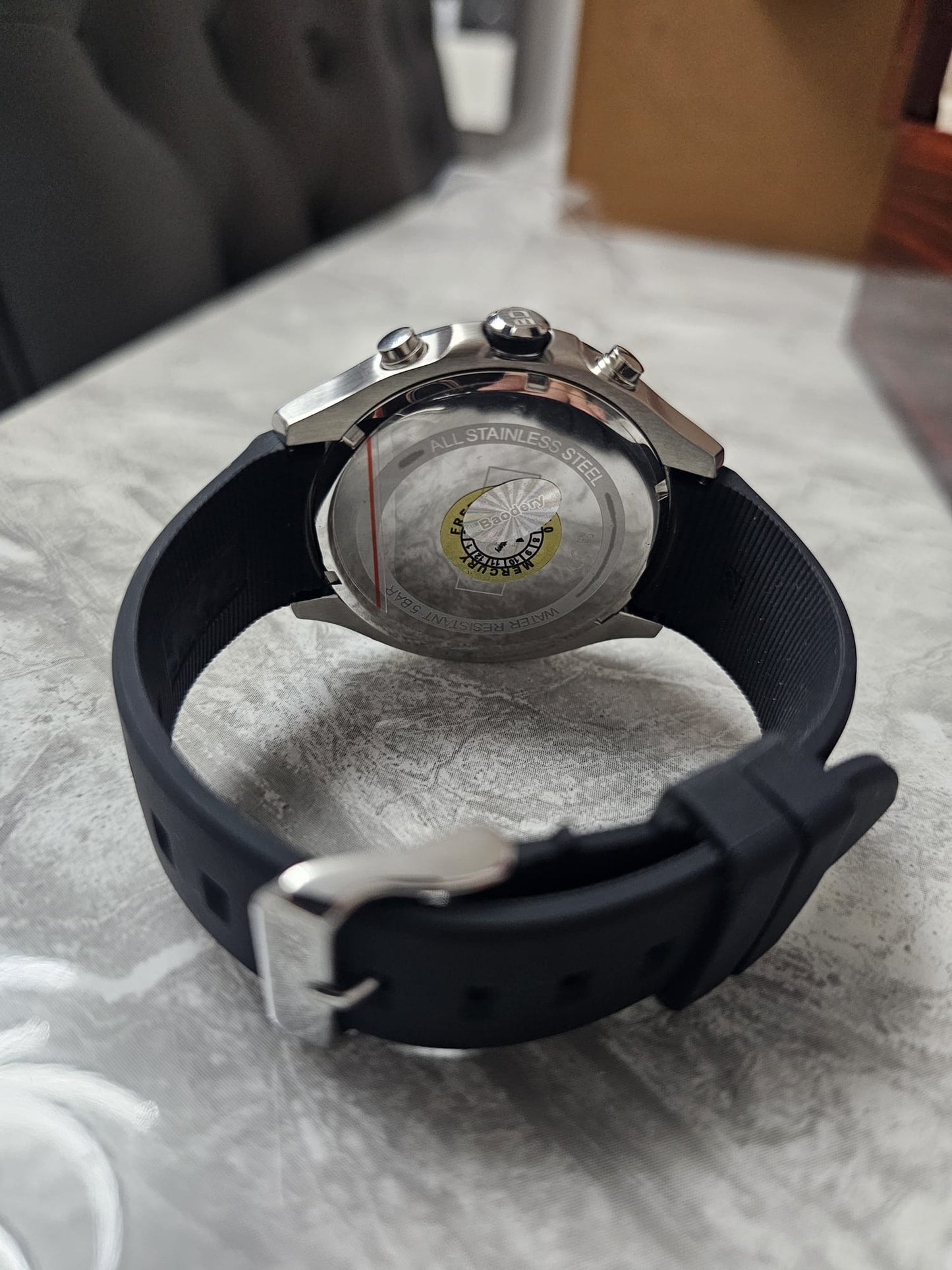 BaoDery BD1791549 Men's Chronograph Watch Black Dial Black Silicone strap