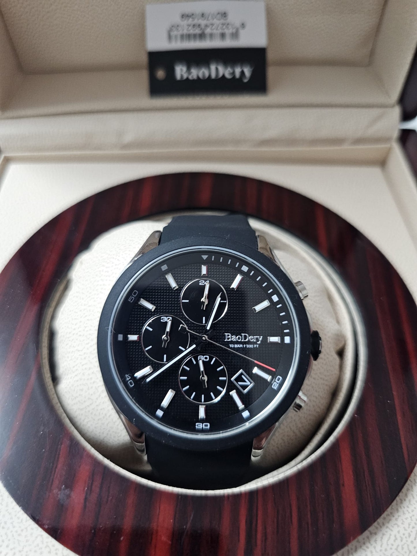 BaoDery BD1791549 Men's Chronograph Watch Black Dial Black Silicone strap