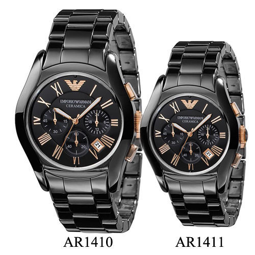 Emporio Armani Ar1410 1411 Chronograph Pair Wrist Watch