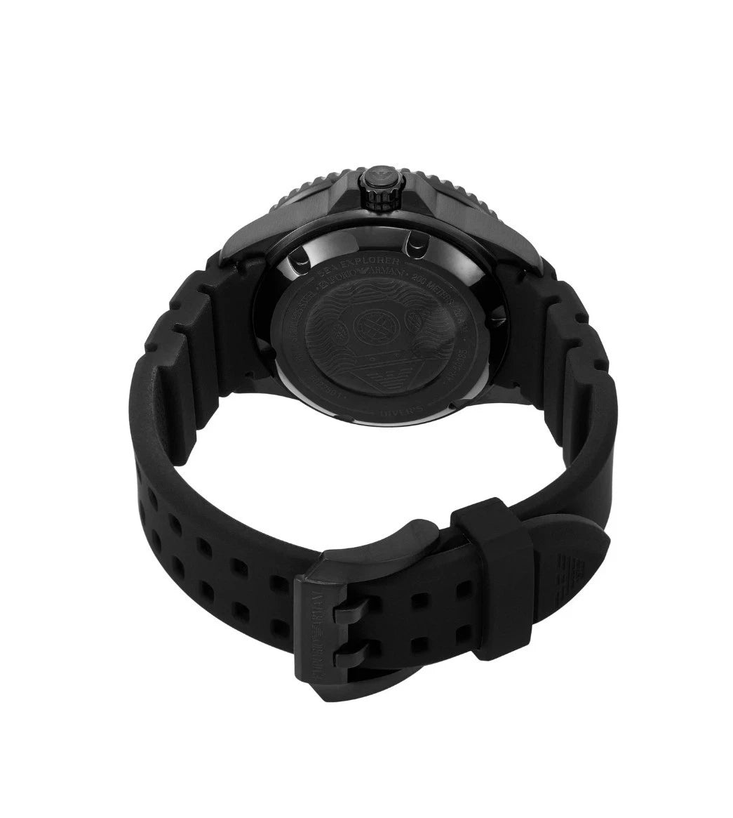 Emporio Armani Sea Explorer Black Silicone Strap Watch AR60085