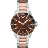 Emporio Arman AR11340 Brown Dial Watch Diver Steel Bracelet