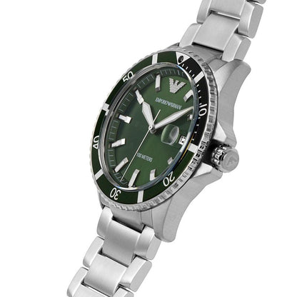 Armani AR11338 Green Dial Watch Diver Steel Bracelet