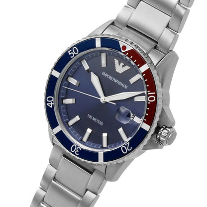 Armani AR11339 Blue Dial Watch Diver Steel Bracelet