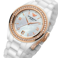 New Emporio Armani AR1472 White Ceramica Gold