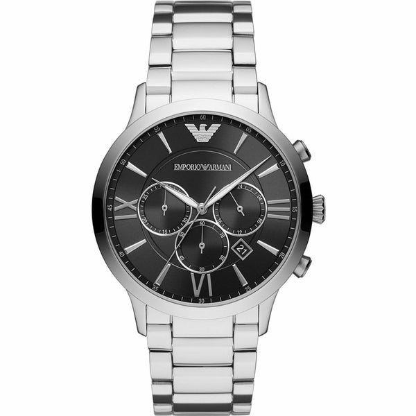 Armani Watches AR11208 Men's Chronograph Silver & Black Stainless Steel Watch