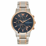 Armani AR80025 Silver-Rose Gold & Blue Men's Watch