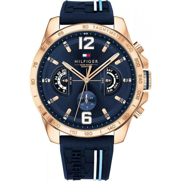Tommy Hilfiger 1791474 Tachymeter Navy Blue Day Date Men's Decker watch
