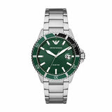 Emporio Arman AR11338 Green Dial Watch Diver Steel Bracelet