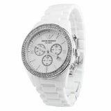 Emporio Armani AR1456 Ceramica White / Silver and Crystal Chrono Watch