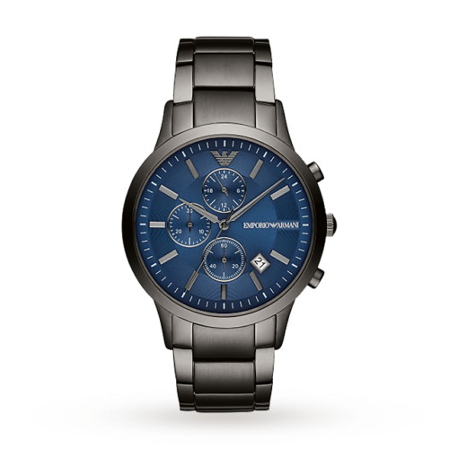 Emporio Armani Watches AR11215 Grey & Blue Steel Chronograph Men's Watch