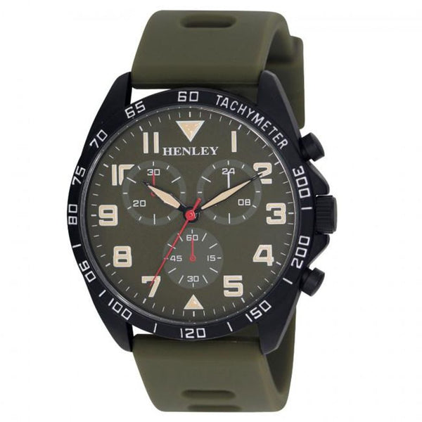 Henley Men's Multi Eye Green Dial With Green Sports Large Silicone Strap Watch H02215.11