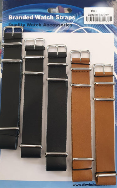 1011 Black & Brown Quality Leather Watch Straps 18mm