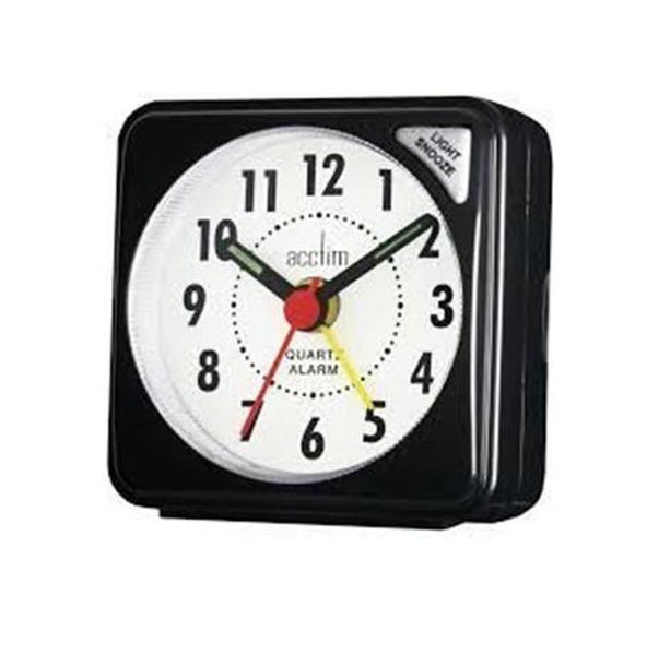 Acctim Ingot Quartz Travel Alarm Clock Light & Snooze - Black - 25/738BB