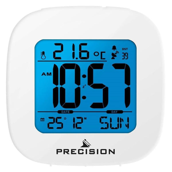 Precision Radio Controlled LCD Alarm Clock in White AP058